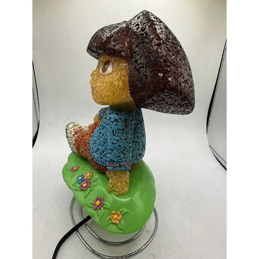 Vintage 2007 Nickelodeon Dora The Explorer Melted Plastic Popcorn Table Lamp